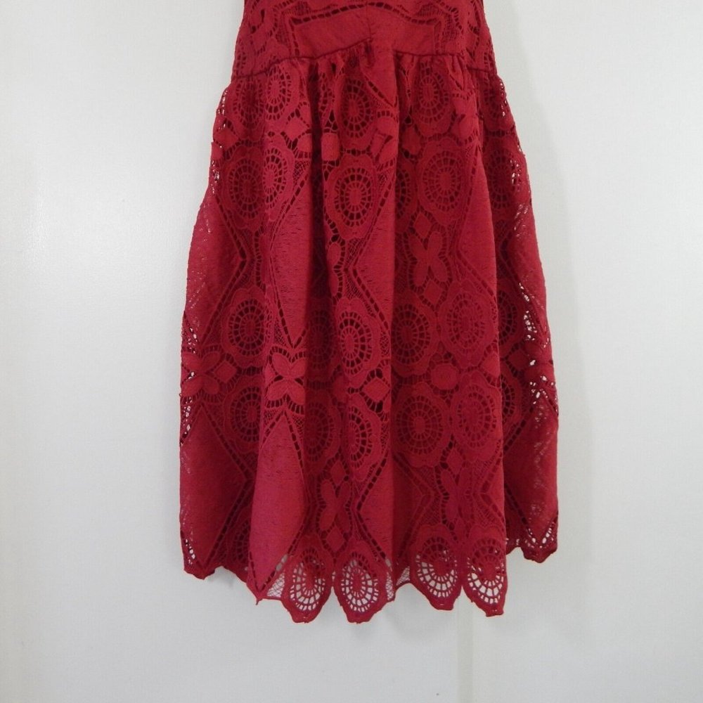 MAEVE ANTHROPOLOGIE dress babydoll crochet spaghetti strap holiday red 10 - Picture 3 of 6